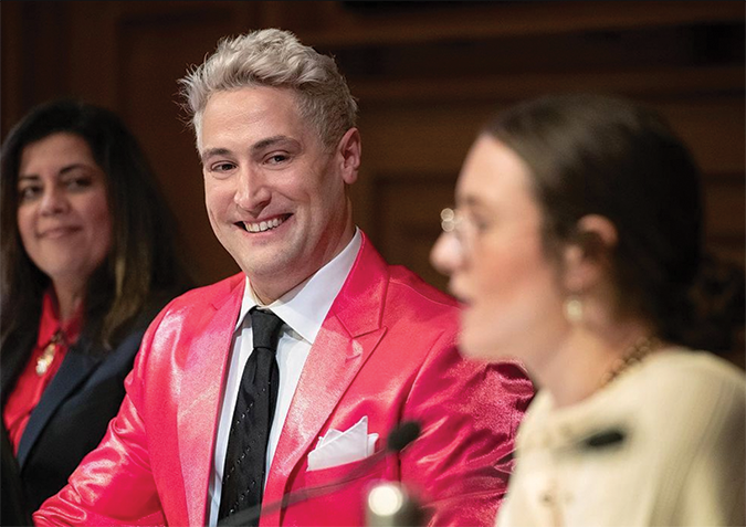 John Erickson seated between Sepi Shyne and Chelsea Lee Byers at his January 2024 swearing-in.